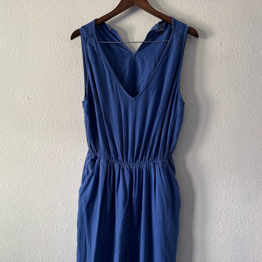 Universal Thread Blue Jumpsuit V Neck Open Back Wide Leg XL Boho Effortless Chic - Picture 4 of 16